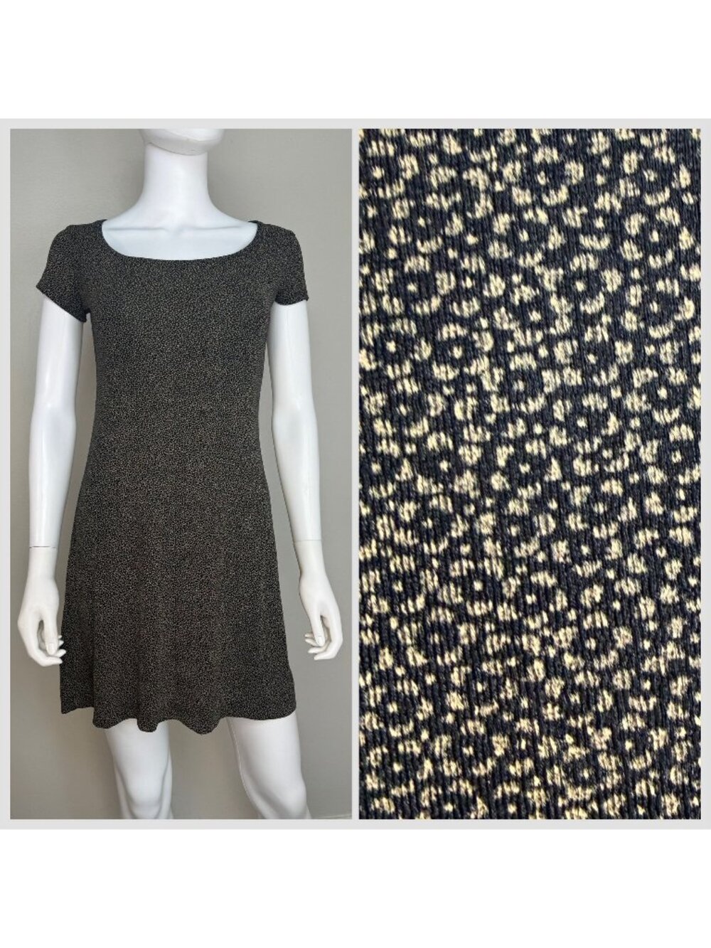 Vintage 1990s Black Tiny Floral Knit Mini Dress, All That Jazz Size Small